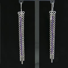 Garavelli Boucles d'oreilles pendantes à crochet en or blanc 18 carats avec améthyste brillante de 2,50 carats