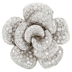 Garavelli 18k White Gold 5.15 ct Diamond Flower Ring Size 7.75