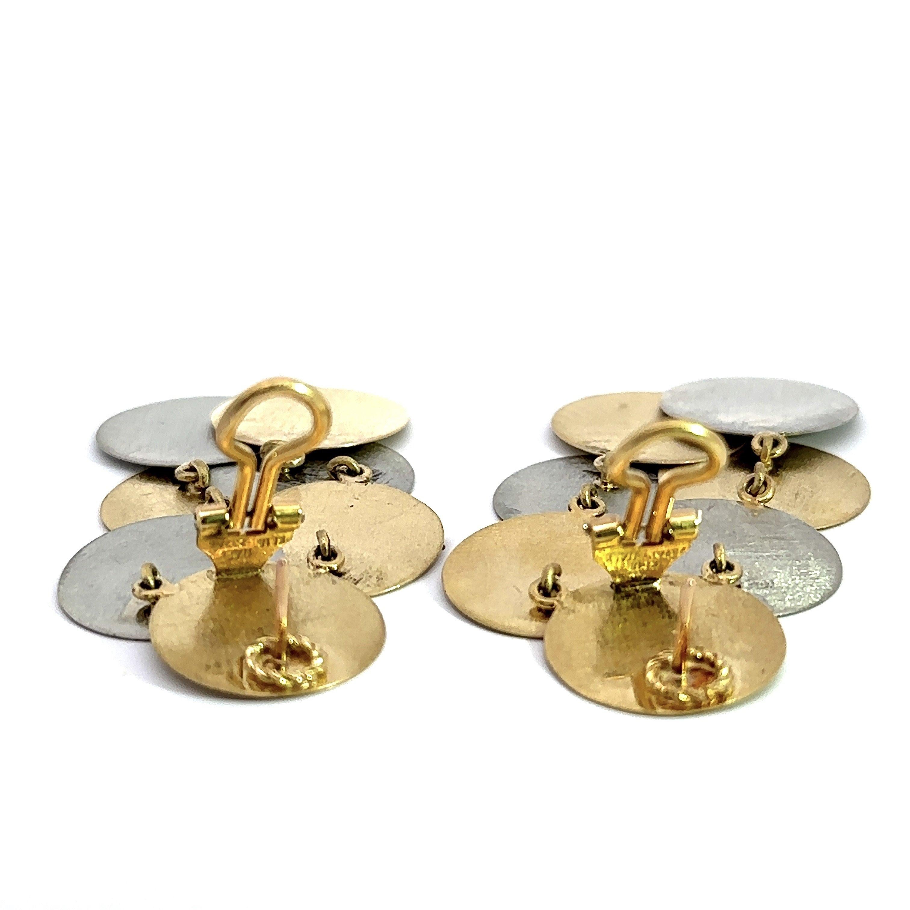 Garavelli 18KT Gold Cascading Disc Earrings In Good Condition For Sale In Los Angeles, CA