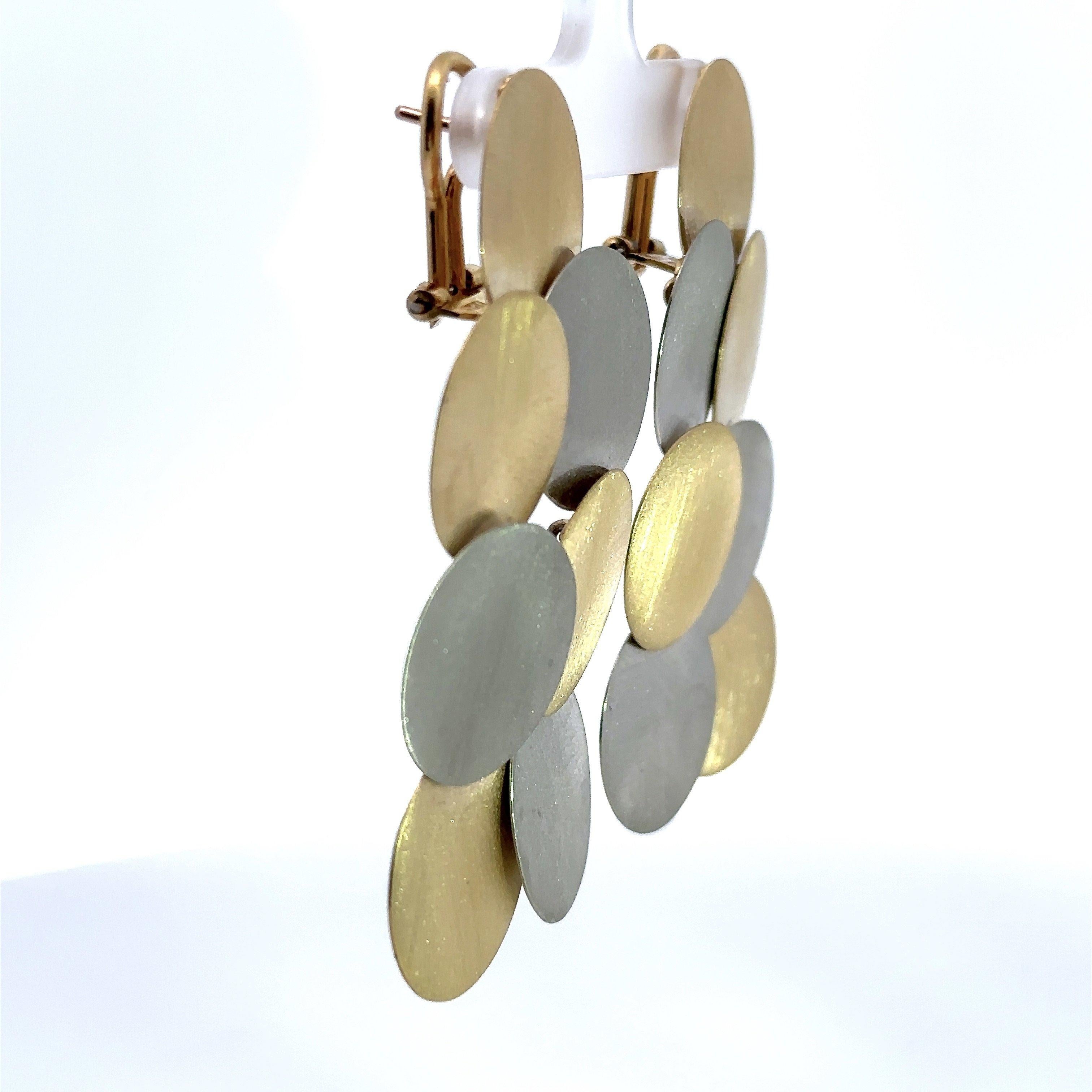 Garavelli 18KT Gold Cascading Disc Earrings For Sale 2