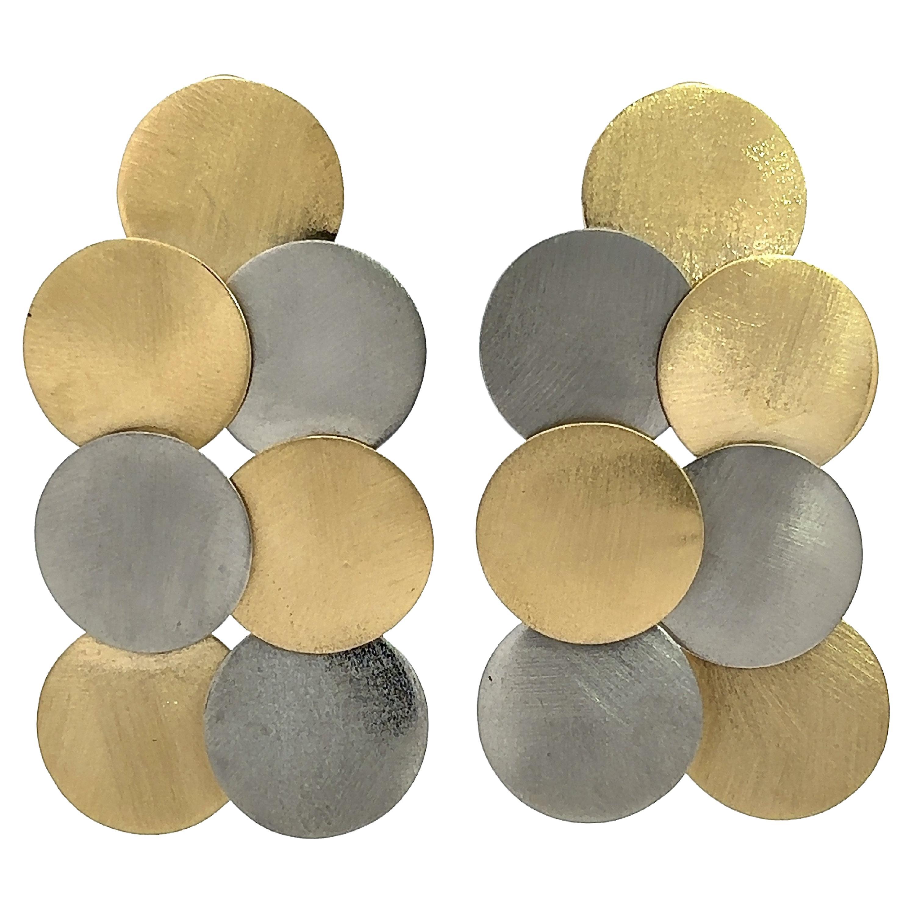 Garavelli Boucles d'oreilles disque en or 18KT Cascade en vente