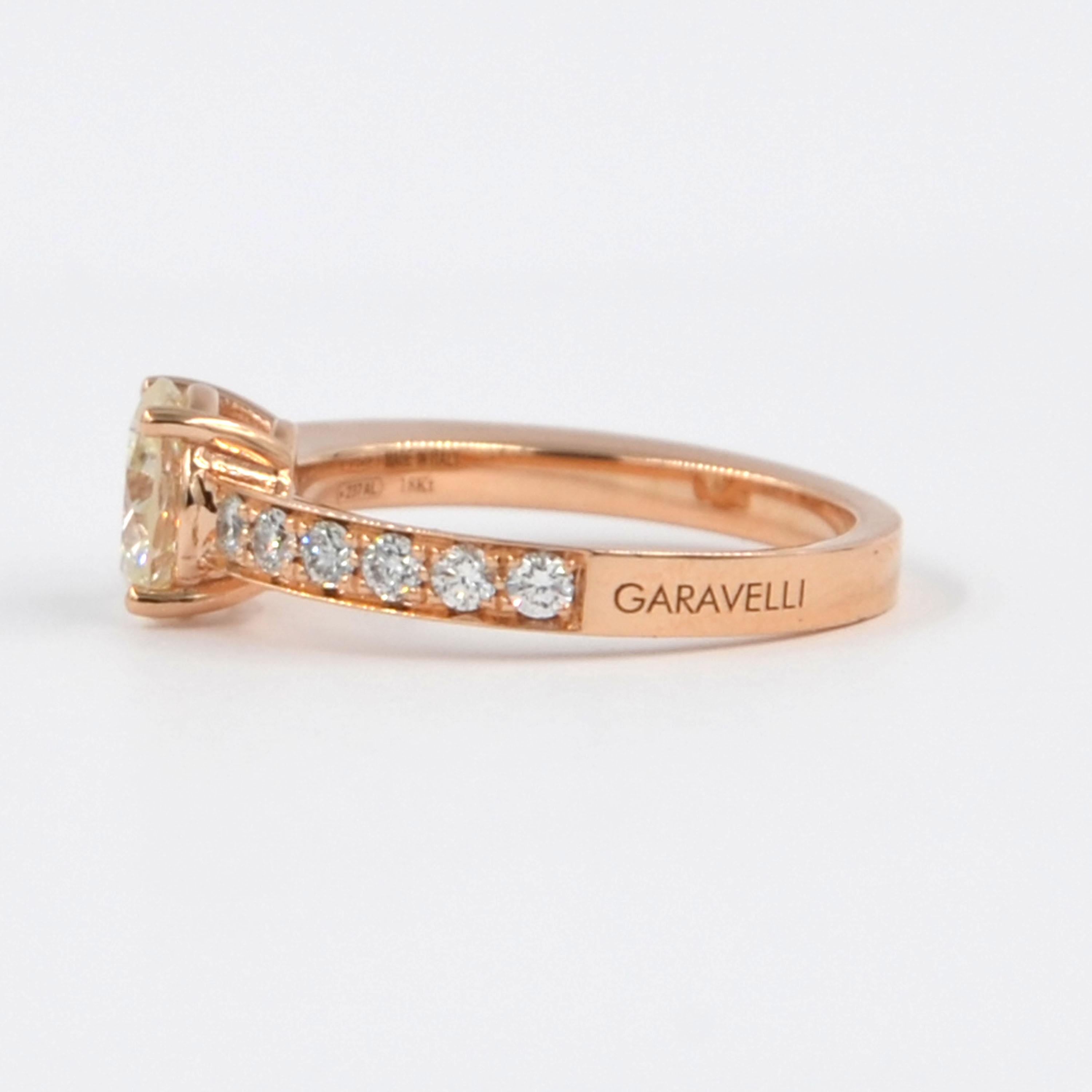 Contemporary Garavelli 18 Karat Rose Gold Diamonds Engagement Ring For Sale