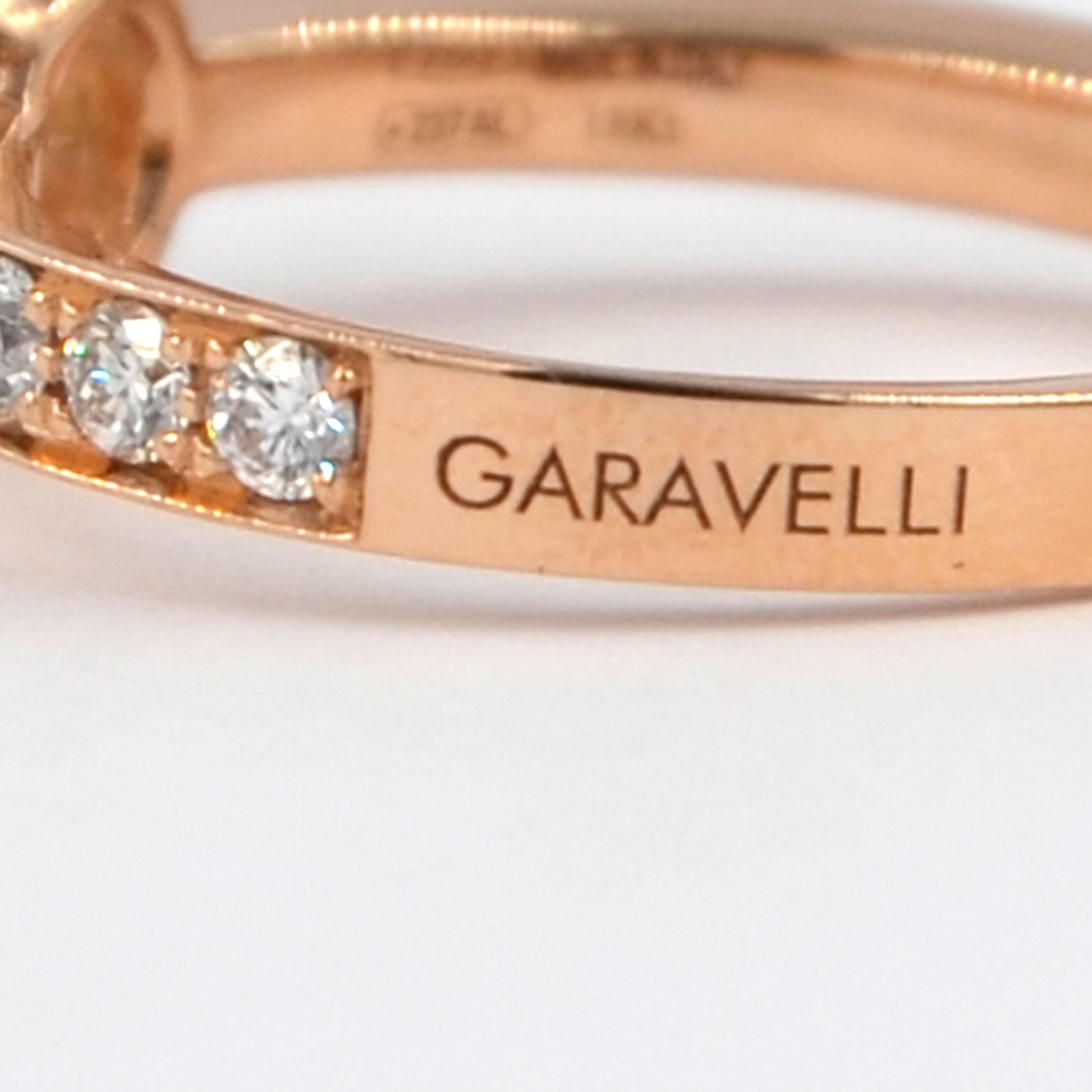 Round Cut Garavelli 18 Karat Rose Gold Diamonds Engagement Ring For Sale