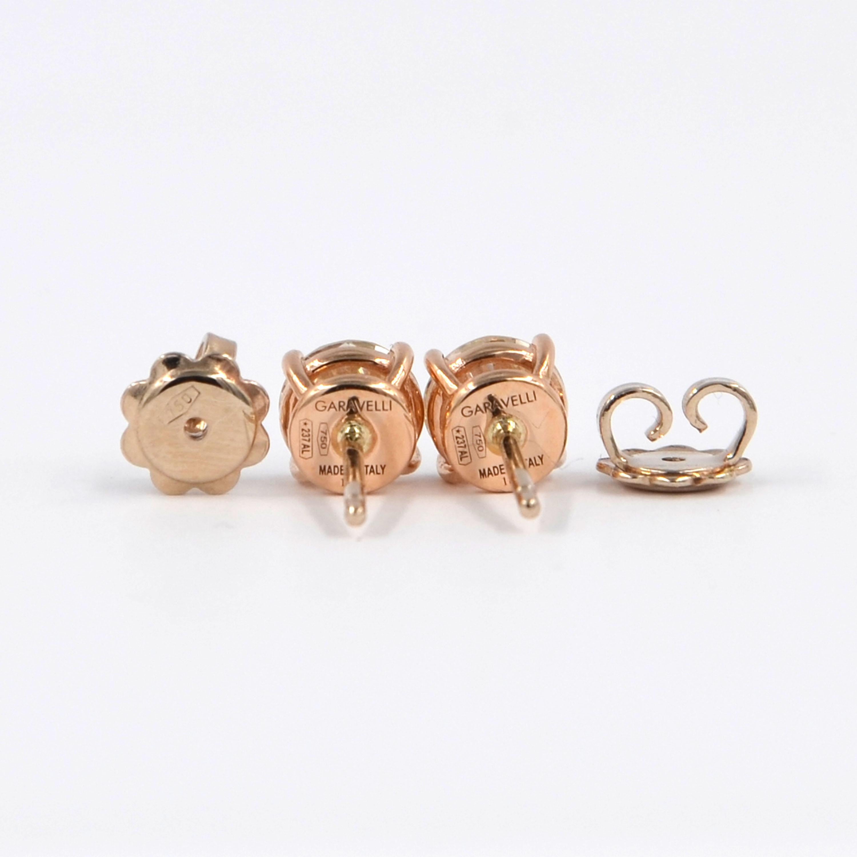 Garavelli 18 Karat Rose Gold Diamonds Stud Earrings In New Condition For Sale In Valenza, IT