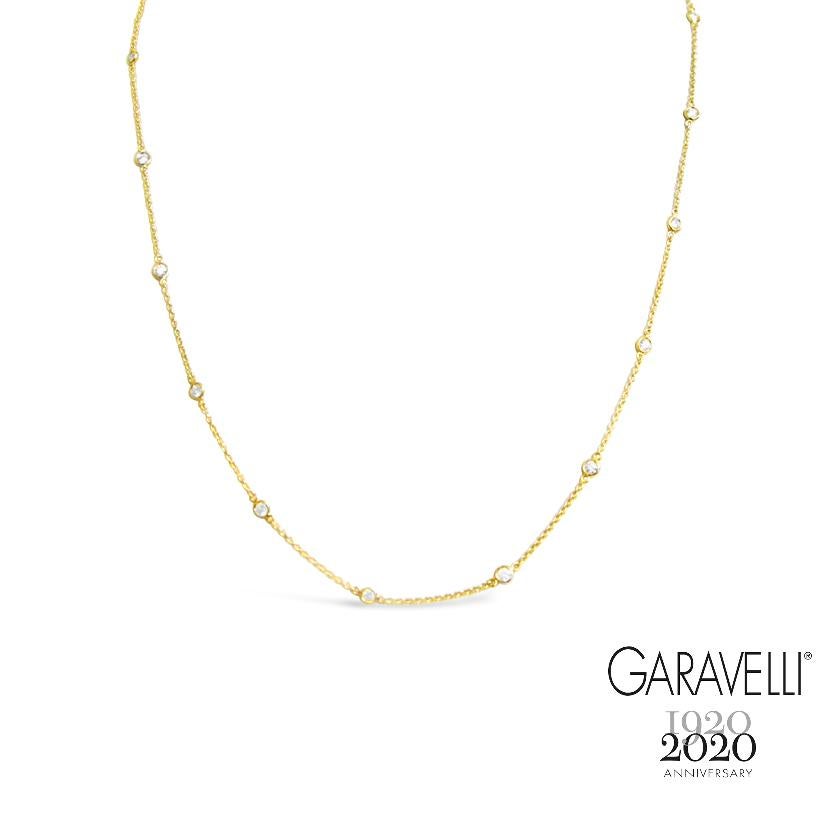 Women's or Men's Garavelli 18 Karat Rose Gold Stylish Long Chain Necklace with Diamonds