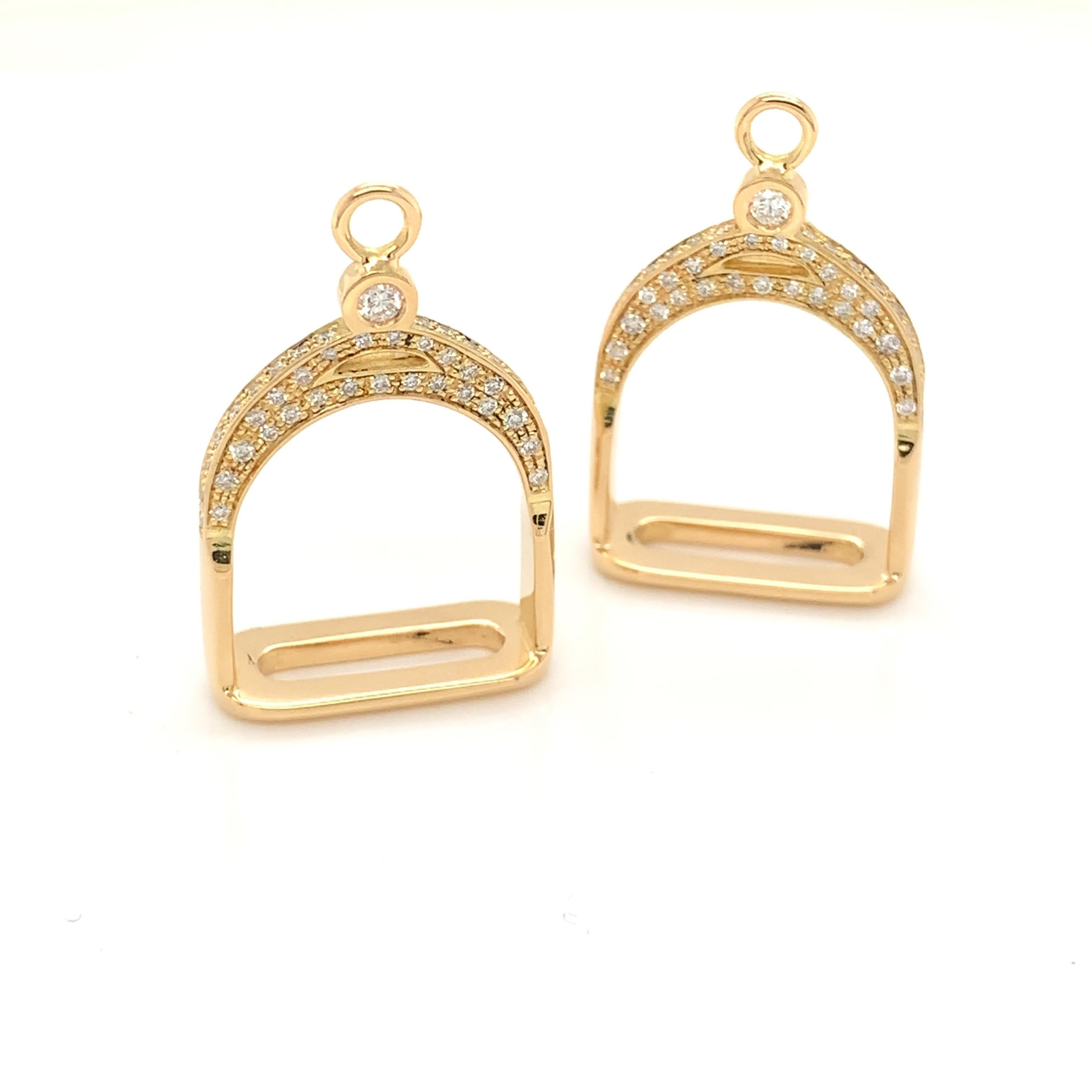 Contemporain Garavelli Collier à pendentif collection étriers en or jaune 18 carats et diamants bruns en vente