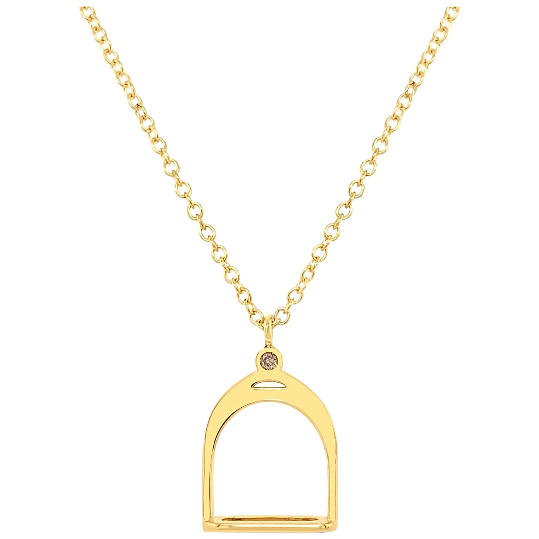Garavelli Collar Colgante Colección Estribos Diamantes Marrón Oro Amarillo 18Kt