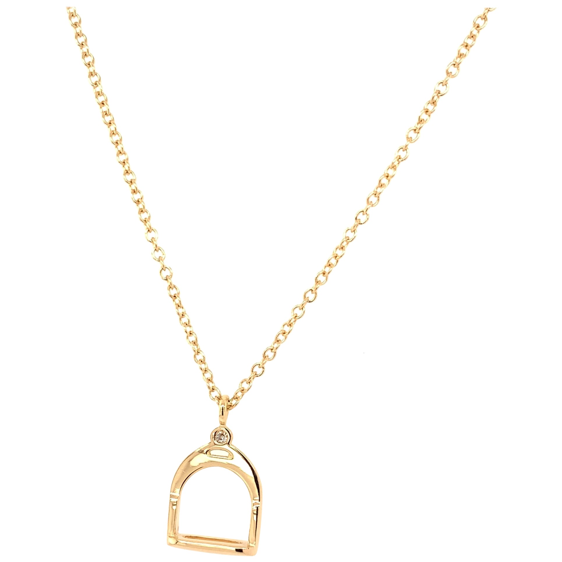 Garavelli Collar Colgante Colección Estribos Diamantes Marrón Oro Amarillo 18Kt en venta