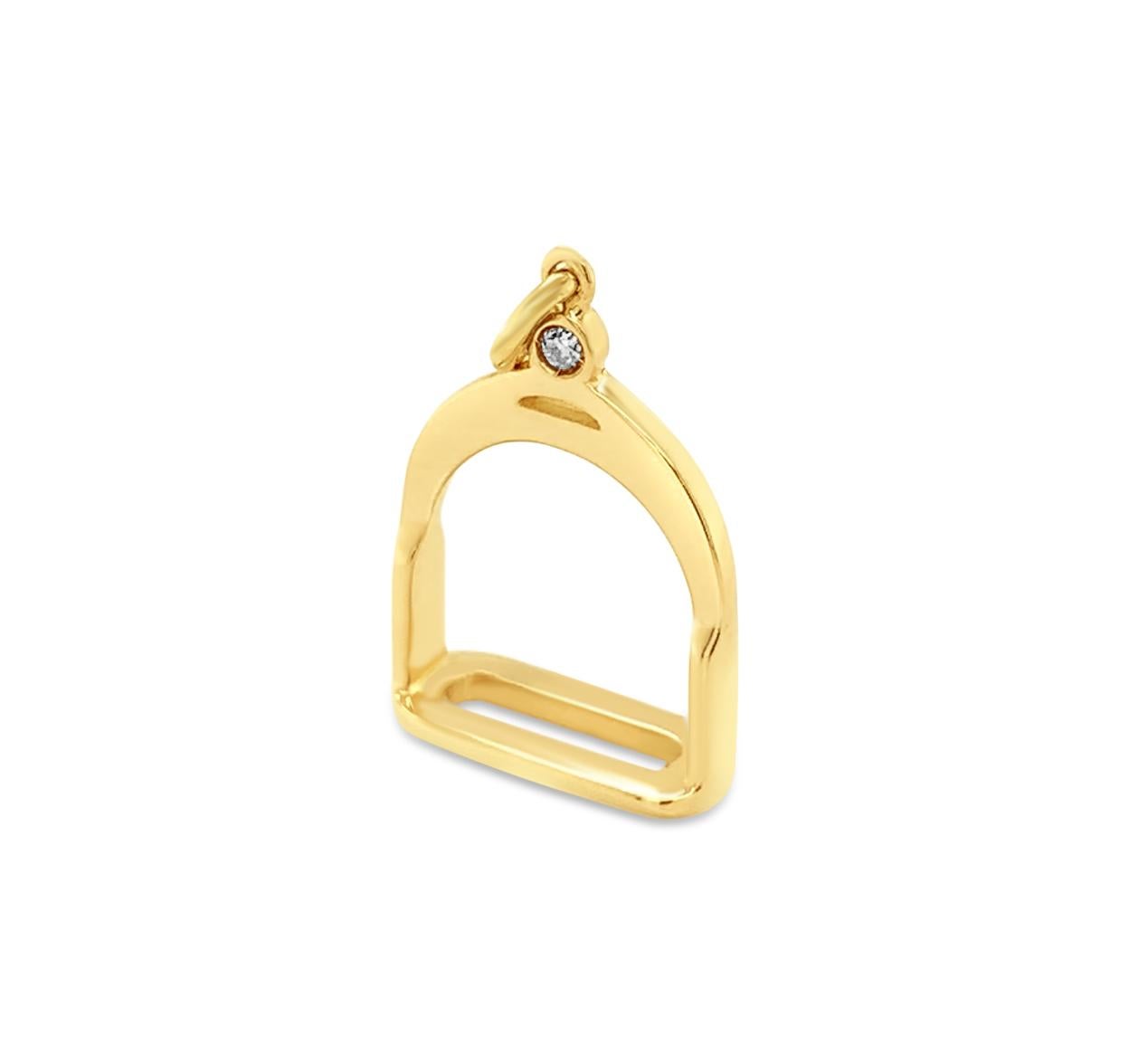 Round Cut Garavelli 18Kt Yellow Gold Diamonds Stirrups Collection Pendant Necklace For Sale