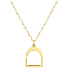 Garavelli 18Kt Yellow Gold Diamonds Stirrups Collection Pendant Necklace