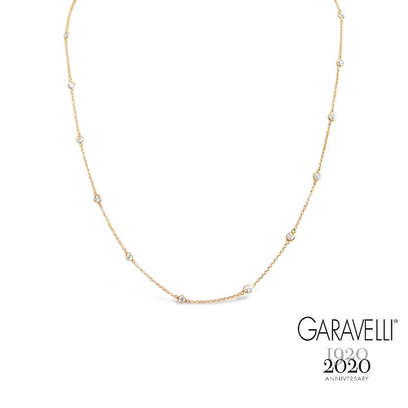 Contemporary Garavelli 18 Karat Yellow Gold Stylish Long Chain Necklace with Diamonds
