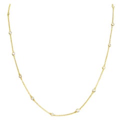 Garavelli 18 Karat Gelbgold Stilvolle lange Kette Halskette mit Diamanten