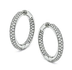 Garavelli 5.00ct Diamond 18k White Gold Hoop Earrings