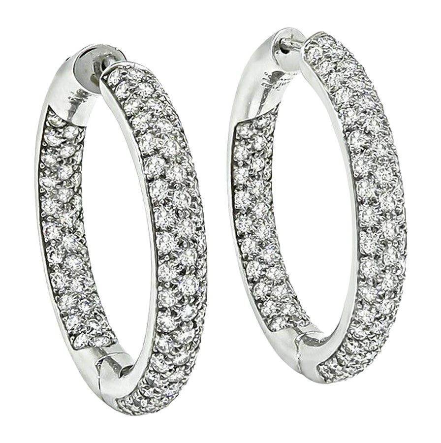 Orecchini a cerchio Garavelli con diamante da 5,00 ct in oro bianco 18k