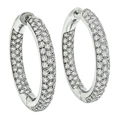 Garavelli 5.00ct Diamond 18k White Gold Hoop Earrings