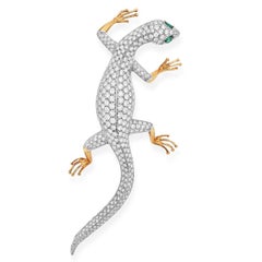 Alfiler Lagarto GARAVELLI Diamante 7,92cts Esmeralda Oro 18K