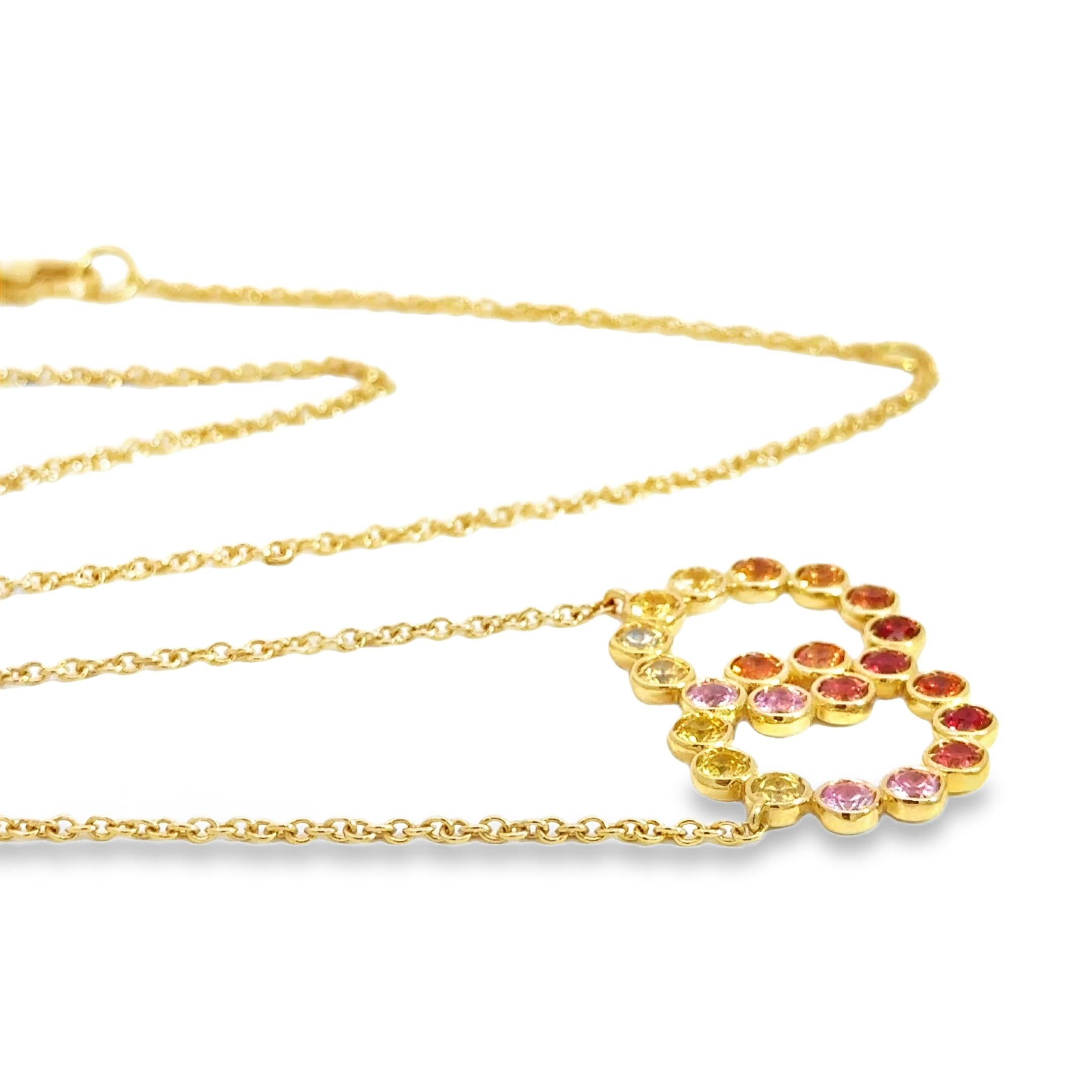 Garavelli  Pendentif double cercle en or jaune 18kt avec saphirs arc-en-ciel de la Collectional 