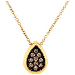 Garavelli Drop Pendant in 18 Karat Gold with Brown Diamonds