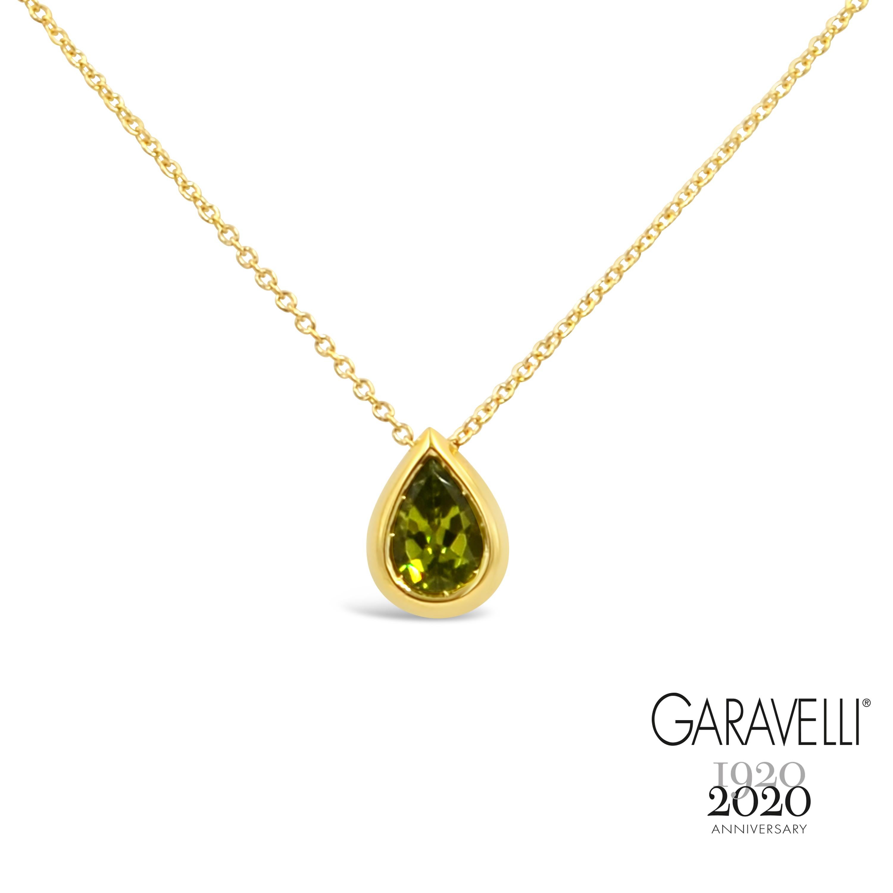 Round Cut Garavelli Drop Pendant in 18 Karat Gold with Orange Sapphires