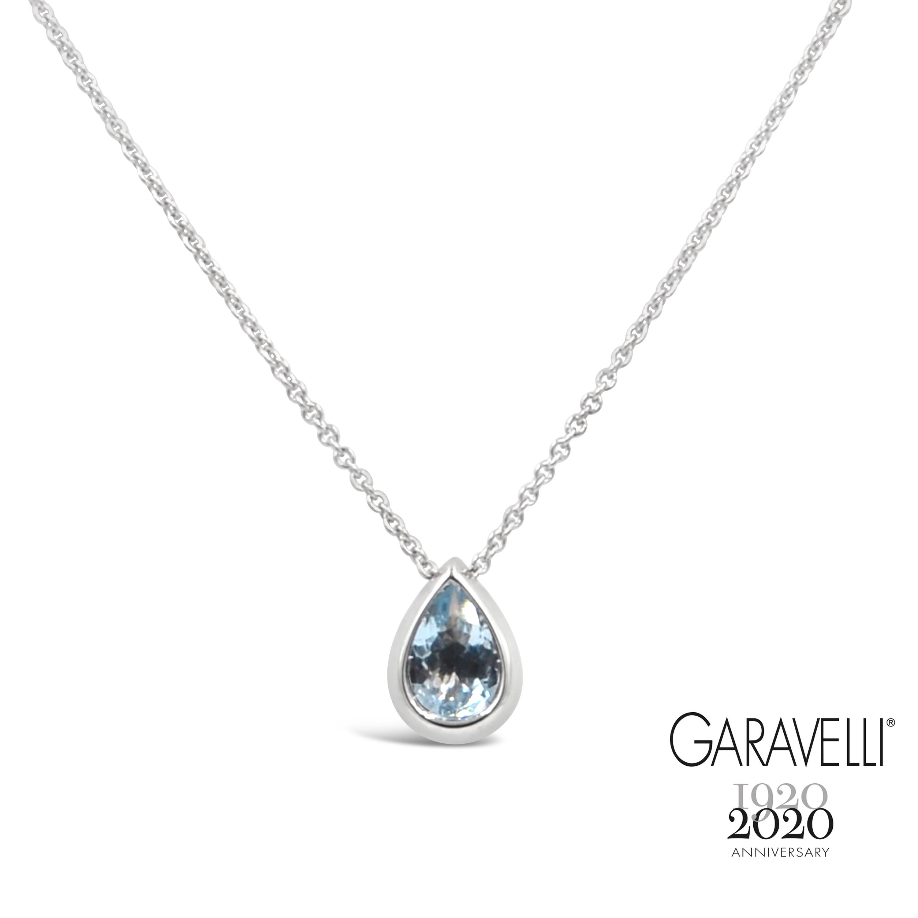 Garavelli Drop Pendant in 18 Karat Gold with White Diamonds In New Condition In Valenza, IT