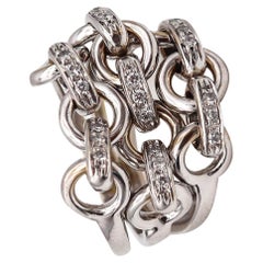 Garavelli Firenze Chained Movable Links Ring in 18Kt White Gold with Diamonds