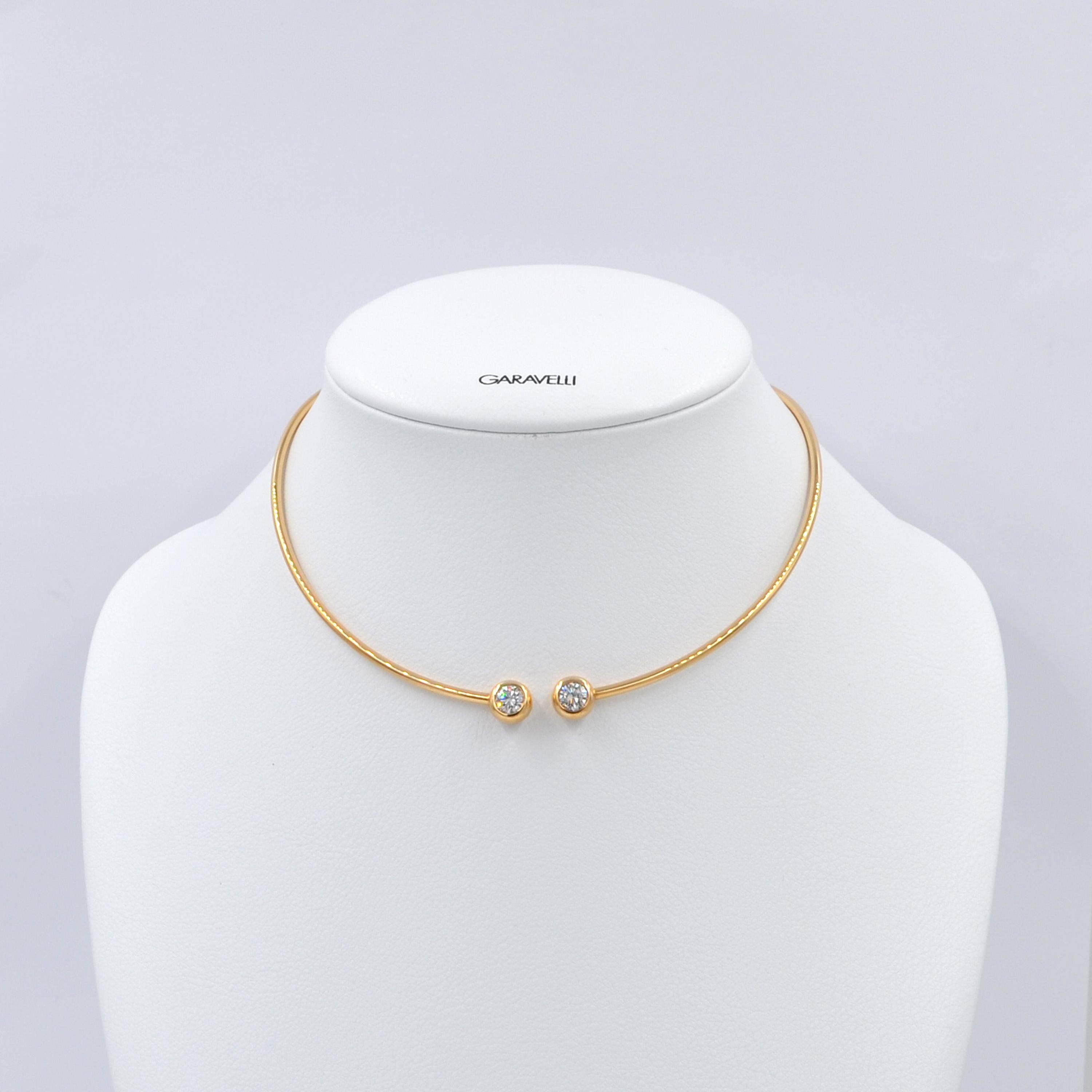 Round Cut Garavelli Giotto Collection Yellow Gold Diamond Choker Necklace