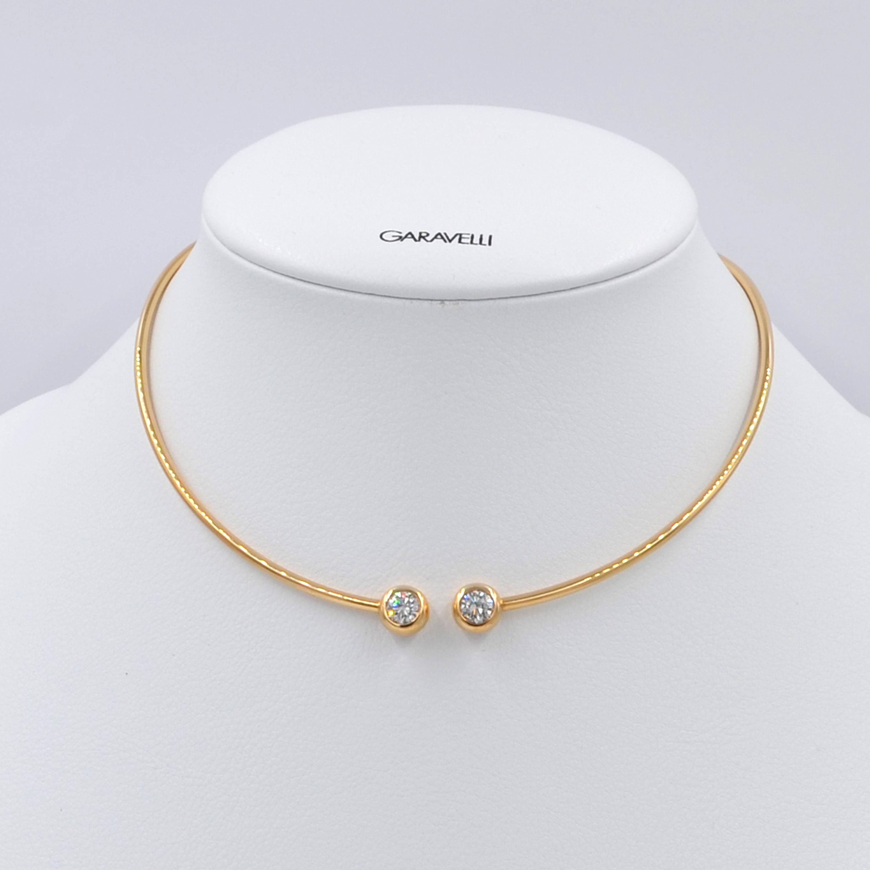 Round Cut Garavelli Giotto Collection Yellow Gold Diamond Choker Necklace