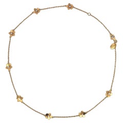 Garavelli Italian Flower Necklace 18k Yellow Gold and Diamonds 16" Length