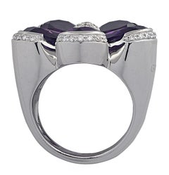 Garavelli Italy Amethyst and Diamond Flower Cocktail Ring