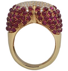 Garavelli Italy Diamond and Ruby Heart Cocktail Ring