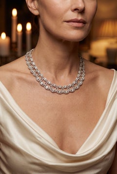 Garavelli, Italy, White Gold Marquise Link Diamond Choker