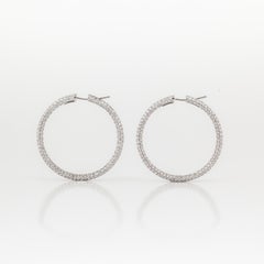 Estate Garavelli Large Hoop Diamond 18K White Gold Earrings