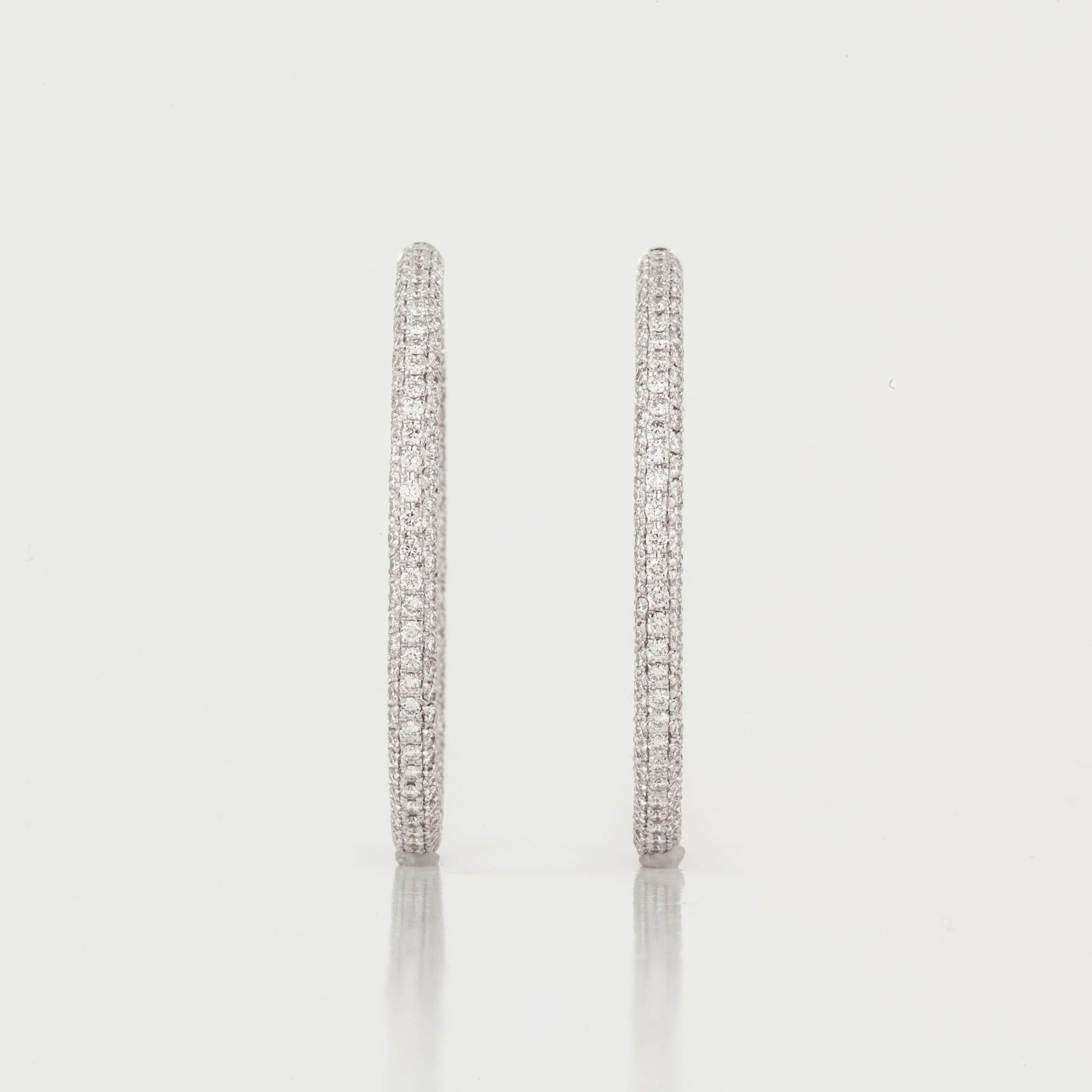Garavelli Large Hoop Diamond Earrings in 18K White Gold For Sale at 1stDibs | large white hoop ...