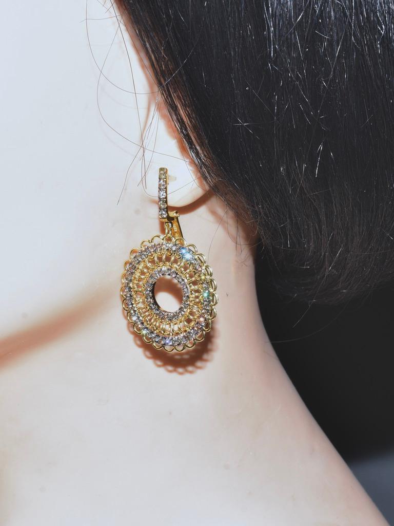 Contemporary Garavelli Rinascimento 18K Yellow and White Gold Diamond Earrings For Sale