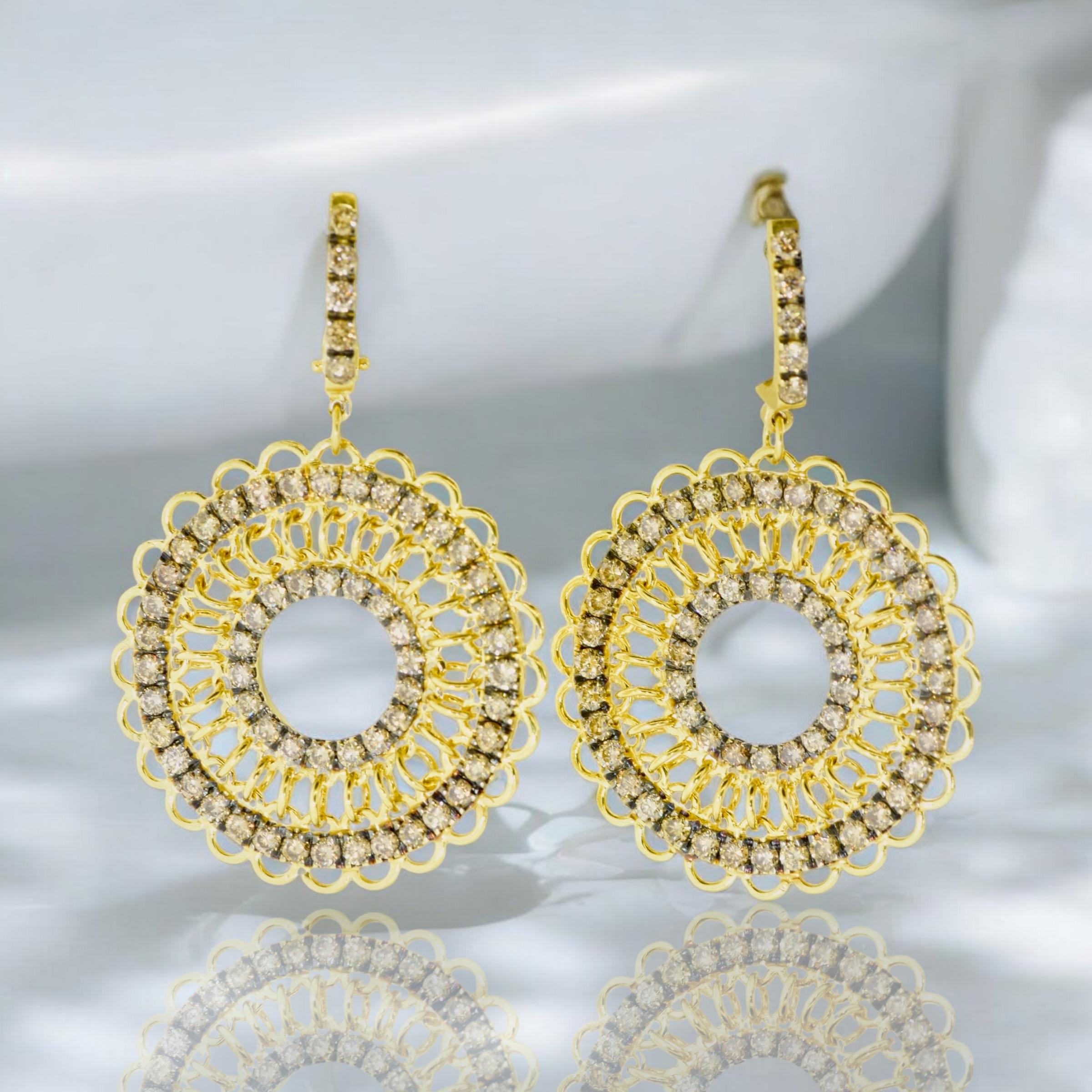 Garavelli Rinascimento 18K Yellow and White Gold Diamond Earrings For Sale 2