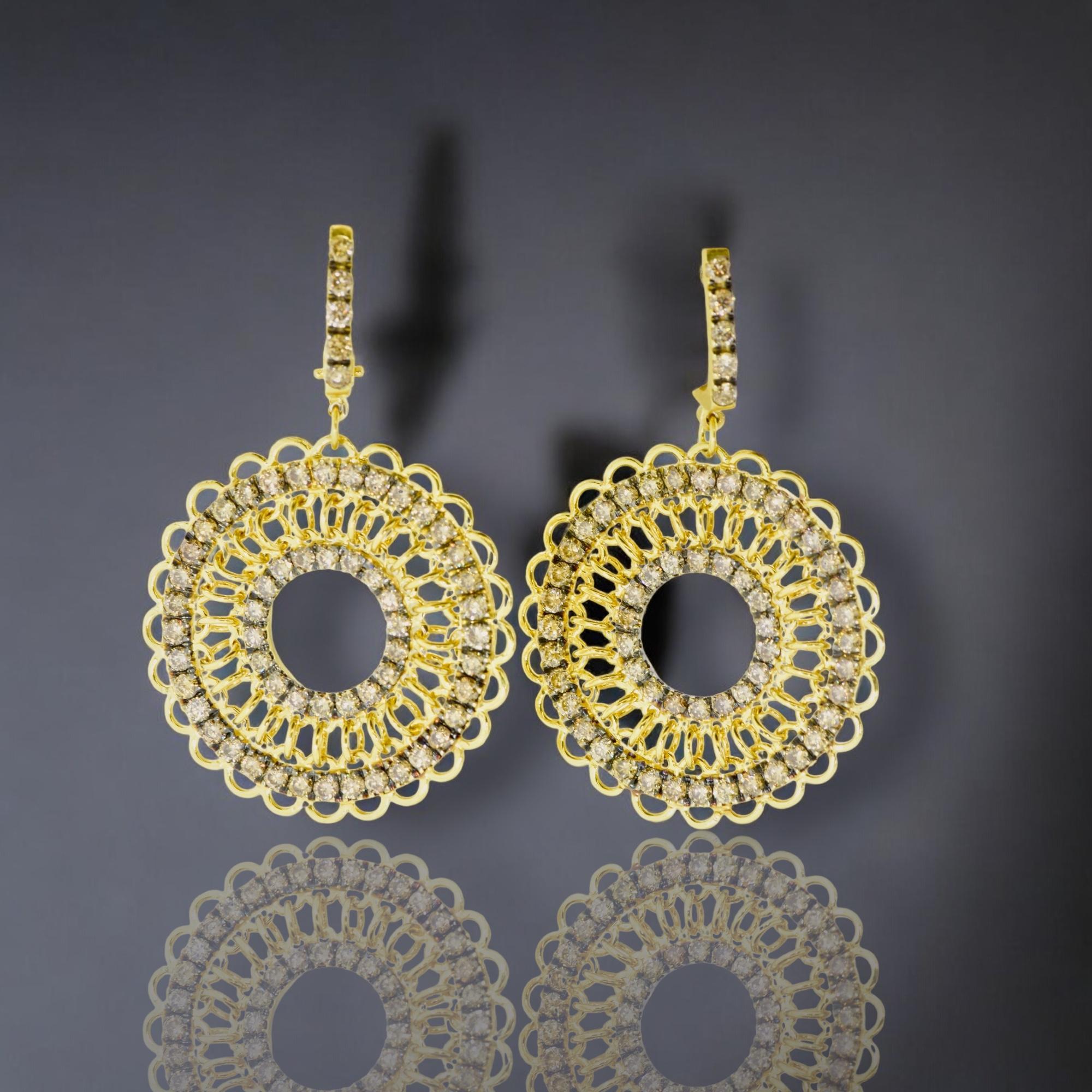 Garavelli Rinascimento 18K Yellow and White Gold Diamond Earrings For Sale 2