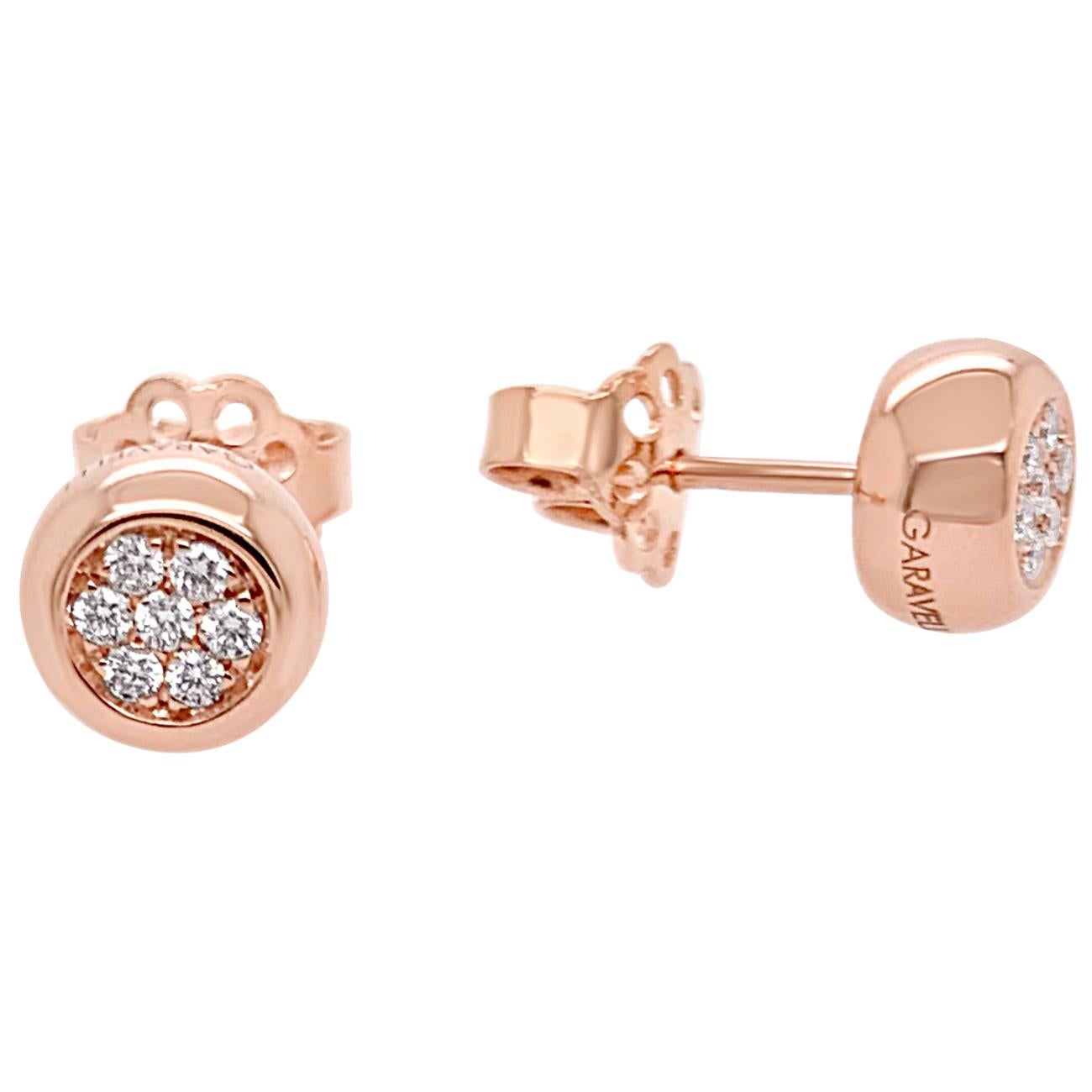 Garavelli Rose Gold Pave Diamonds Studs from New Giotto Collection For Sale