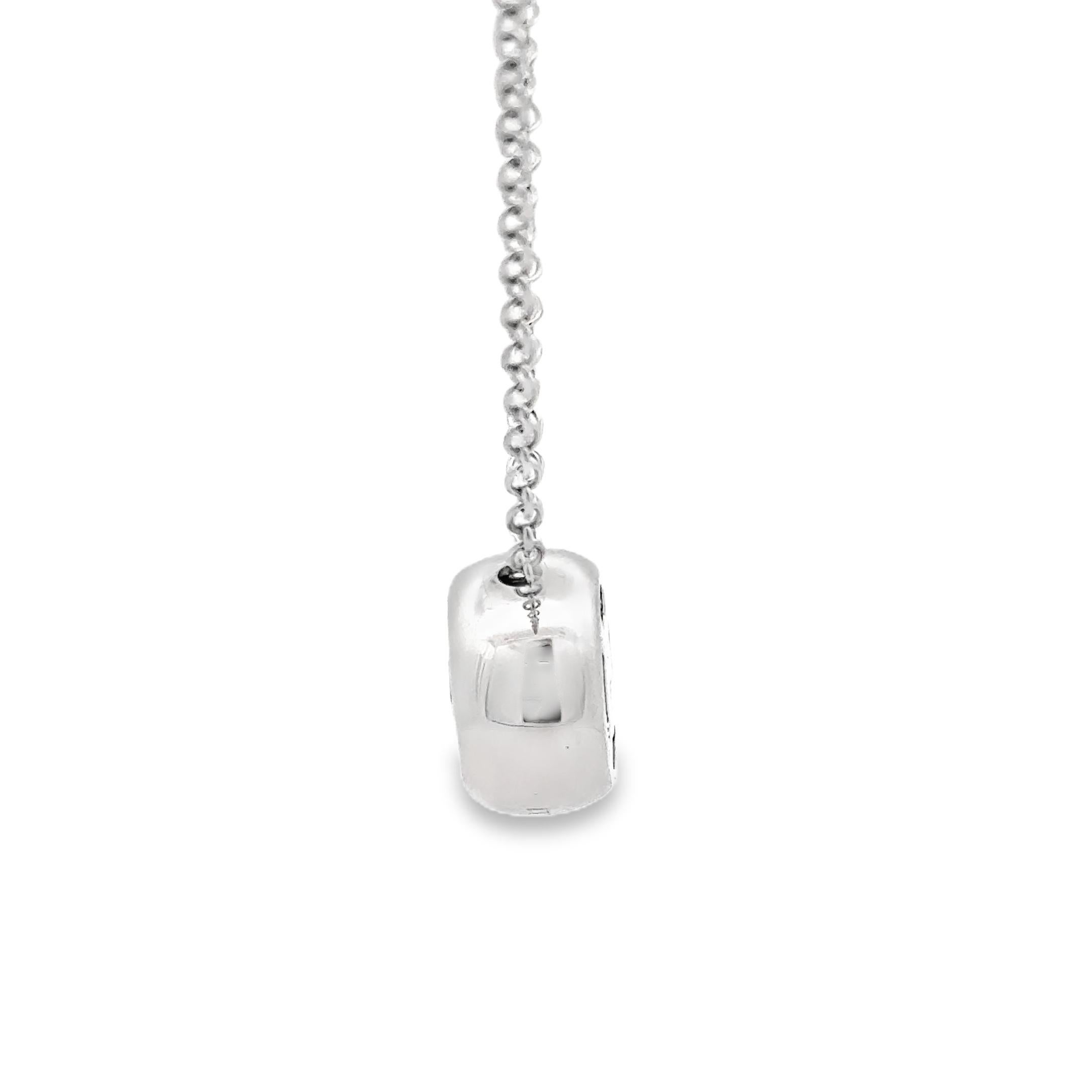 Women's or Men's Garavelli  Round Pendant in 18 Kt White Gold with Aquamarine For Sale