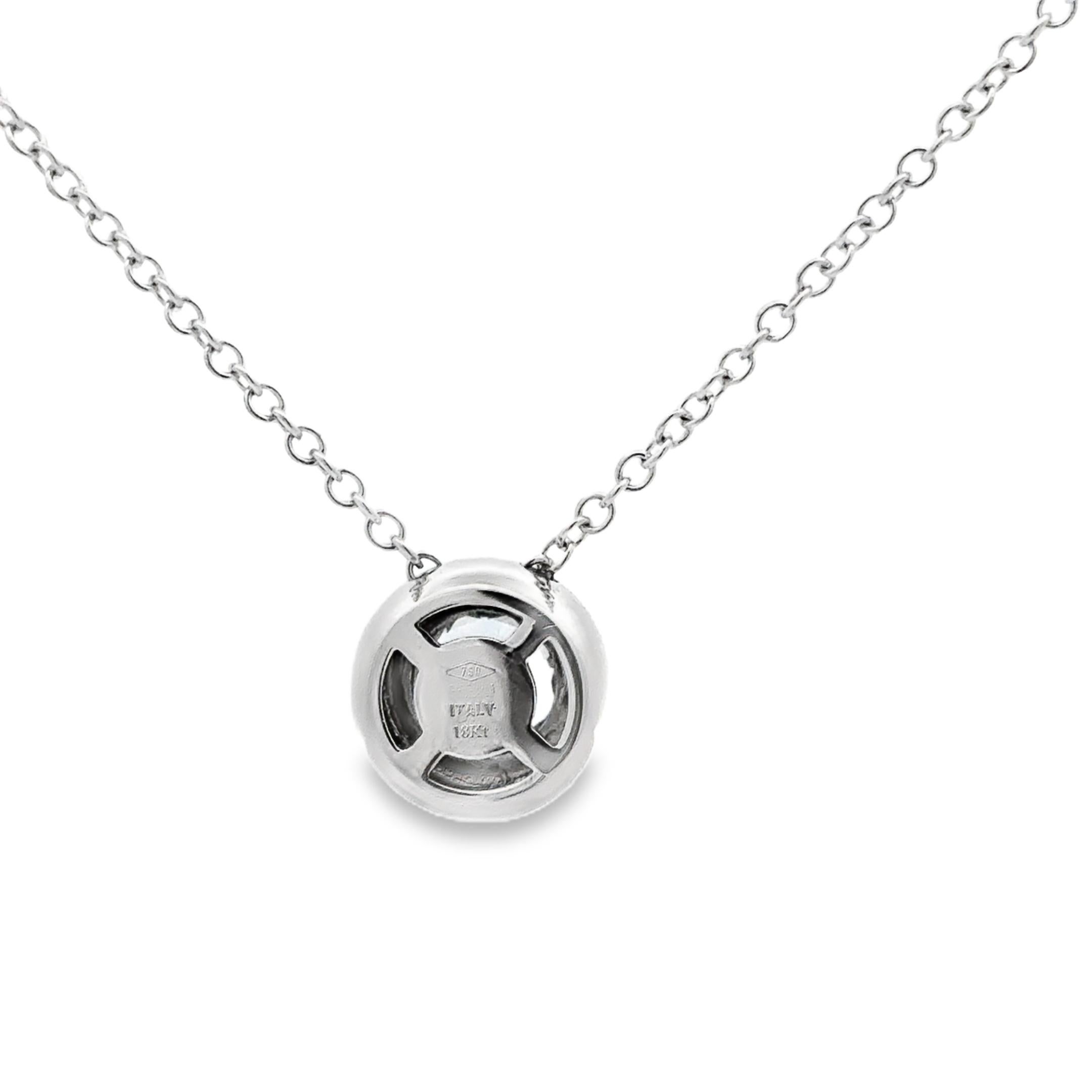 Garavelli  Round Pendant in 18 Kt White Gold with Aquamarine For Sale 1