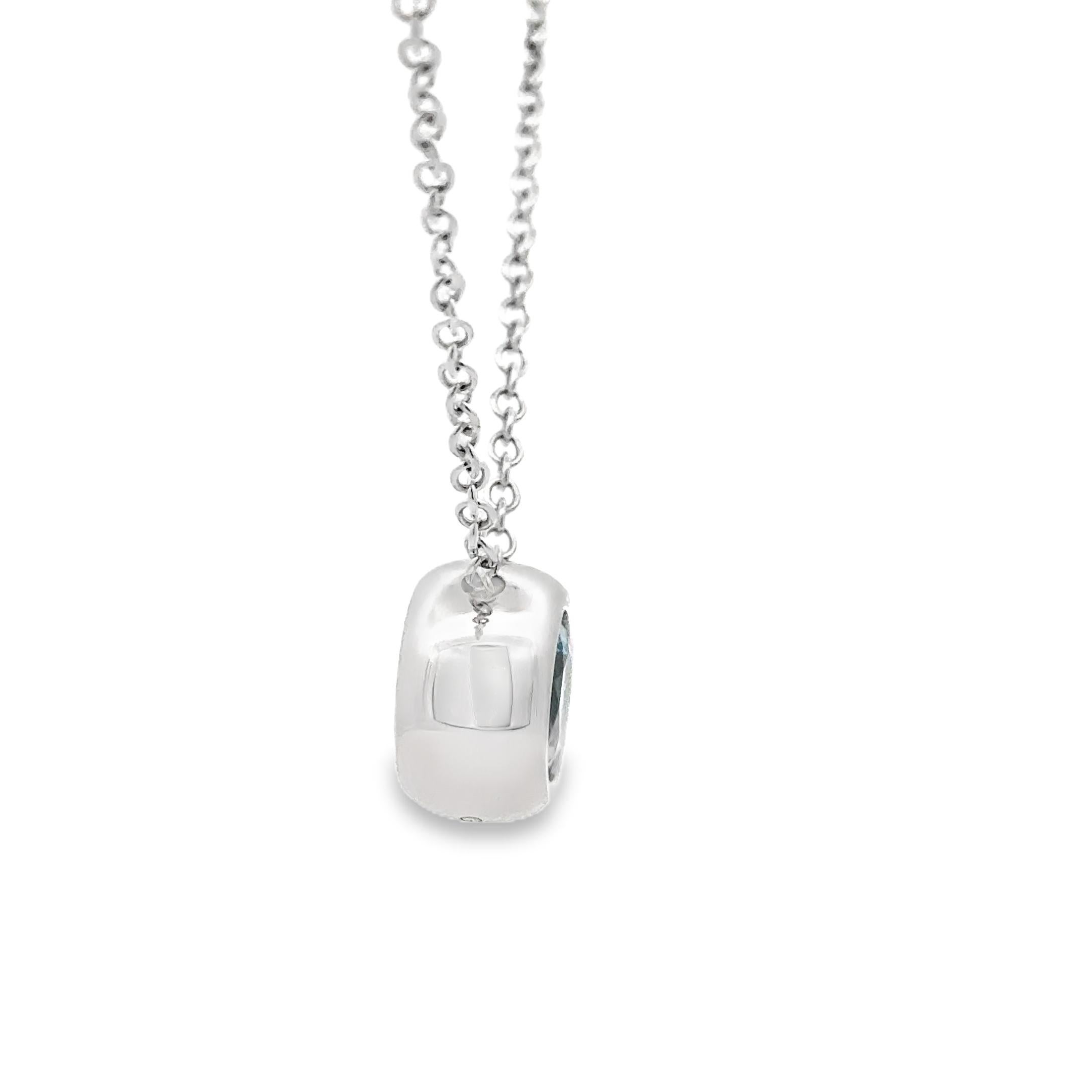 Garavelli  Round Pendant in 18 Kt White Gold with Aquamarine For Sale 2