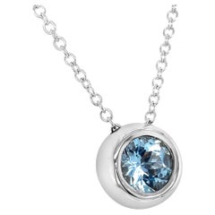 Garavelli  Round Pendant in 18 Kt White Gold with Aquamarine