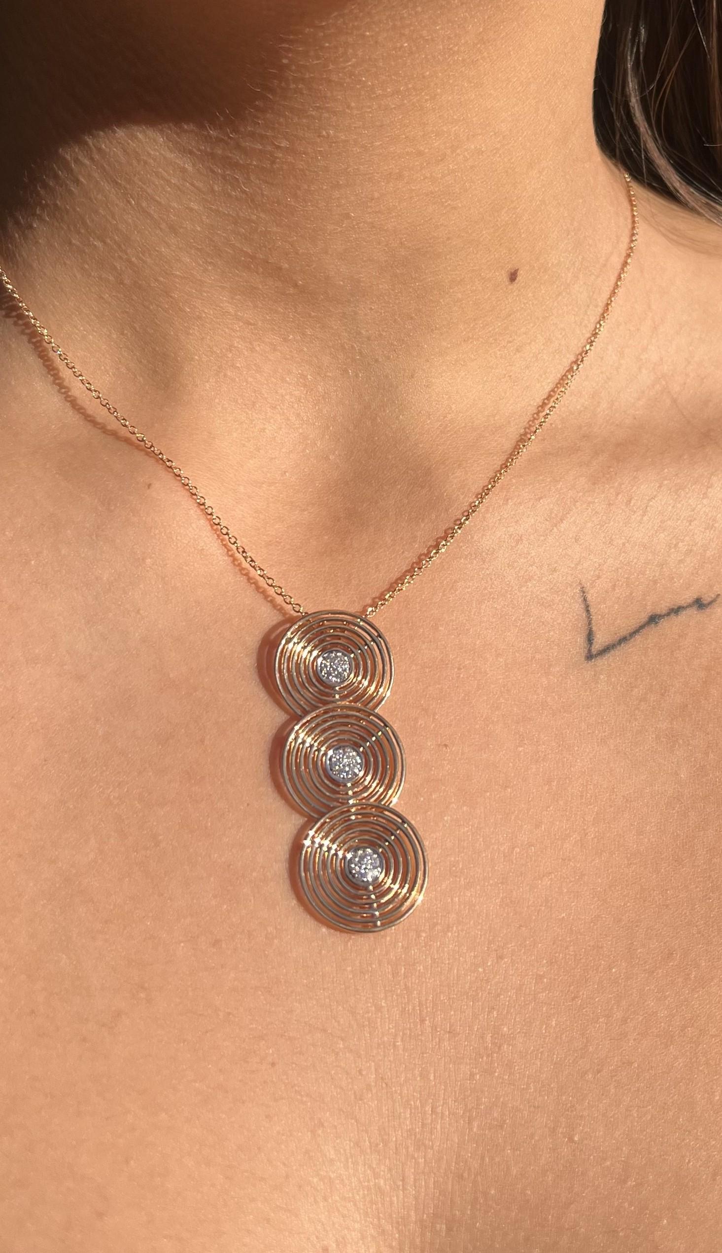 Garavelli  Triple Circle Pendant in 18kt Pink Gold with Diamonds from 