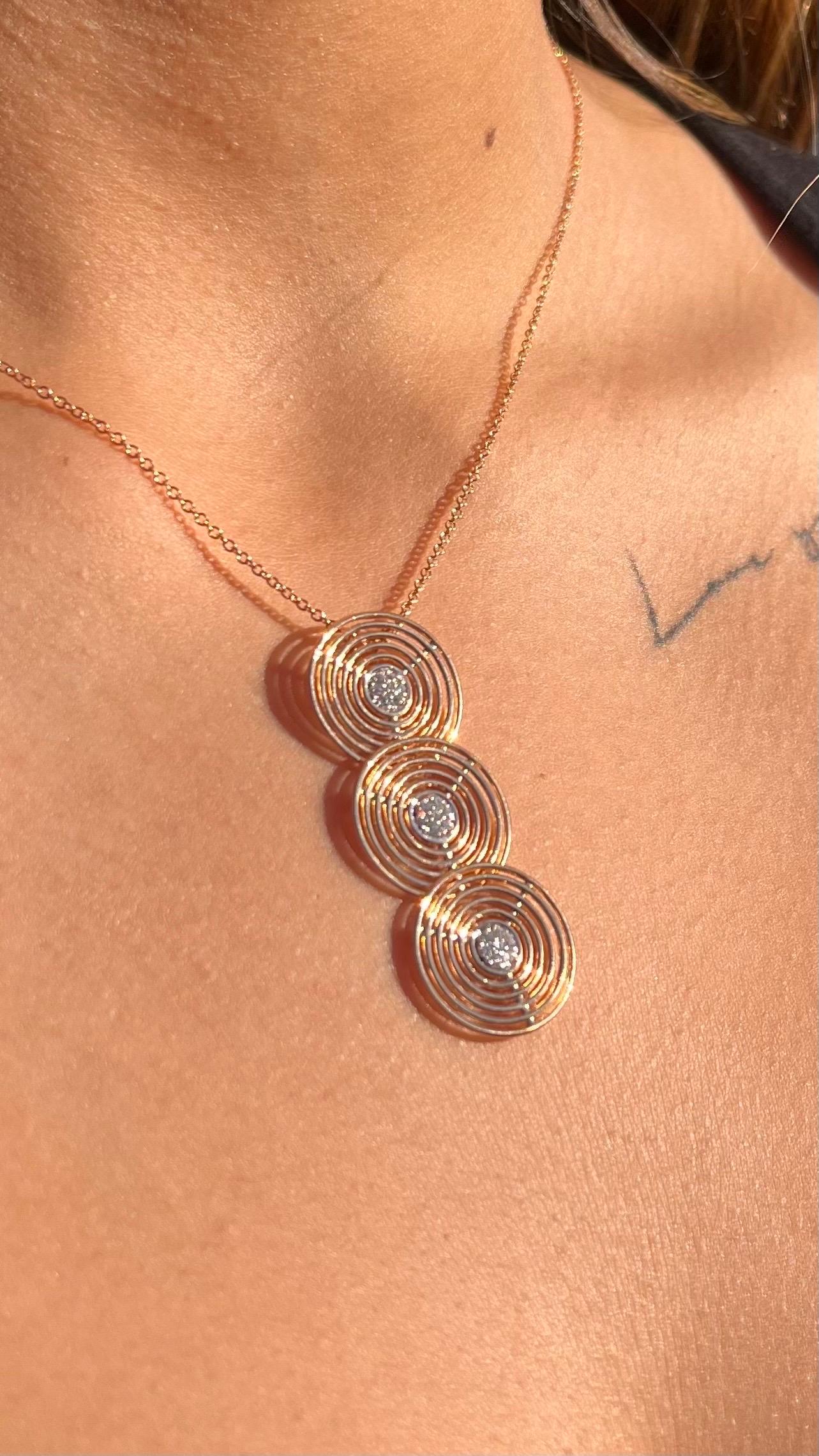Garavelli  Triple Circle Pendant in 18 Kt Pink Gold with Diamonds In condizioni Nuovo in vendita a Valenza, IT