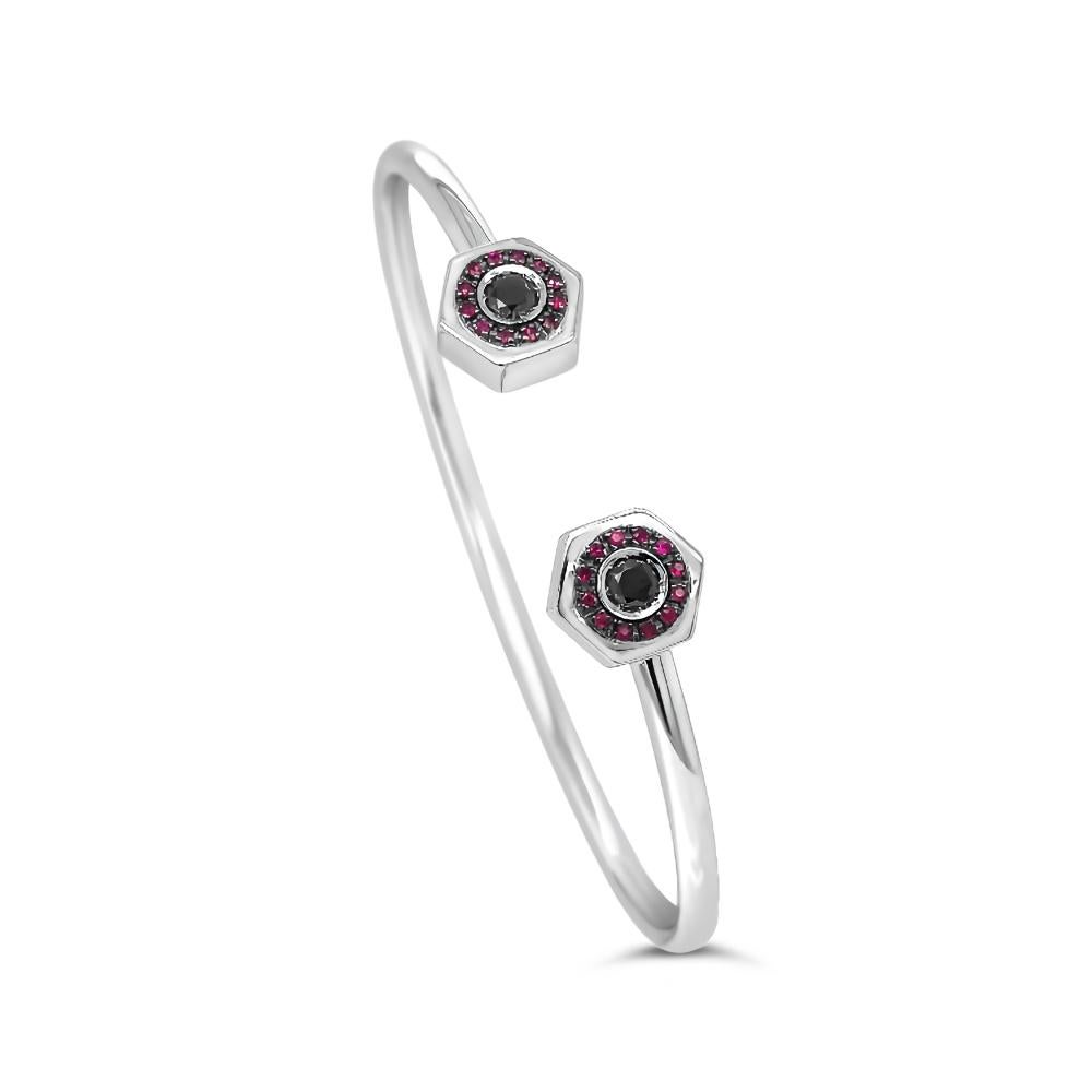 Garavelli Bolt-Anhänger aus Weißgold mit Kette, mit Rubinen und schwarzen Diamanten im Angebot 2