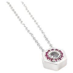 Garavelli White Gold Bolt Pendant with chain, with rubies and black diamond