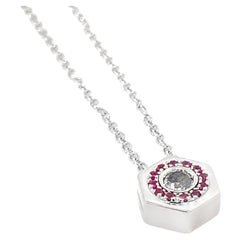 Garavelli Pendentif Bolt en or blanc avec chaîne, avec rubis et diamant noir