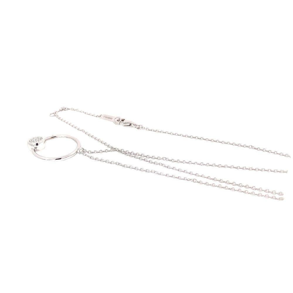 Taglio rotondo Ciondolo a forma di cerchio con pavé di diamanti in oro bianco Garavelli con catena, Collection'S in vendita