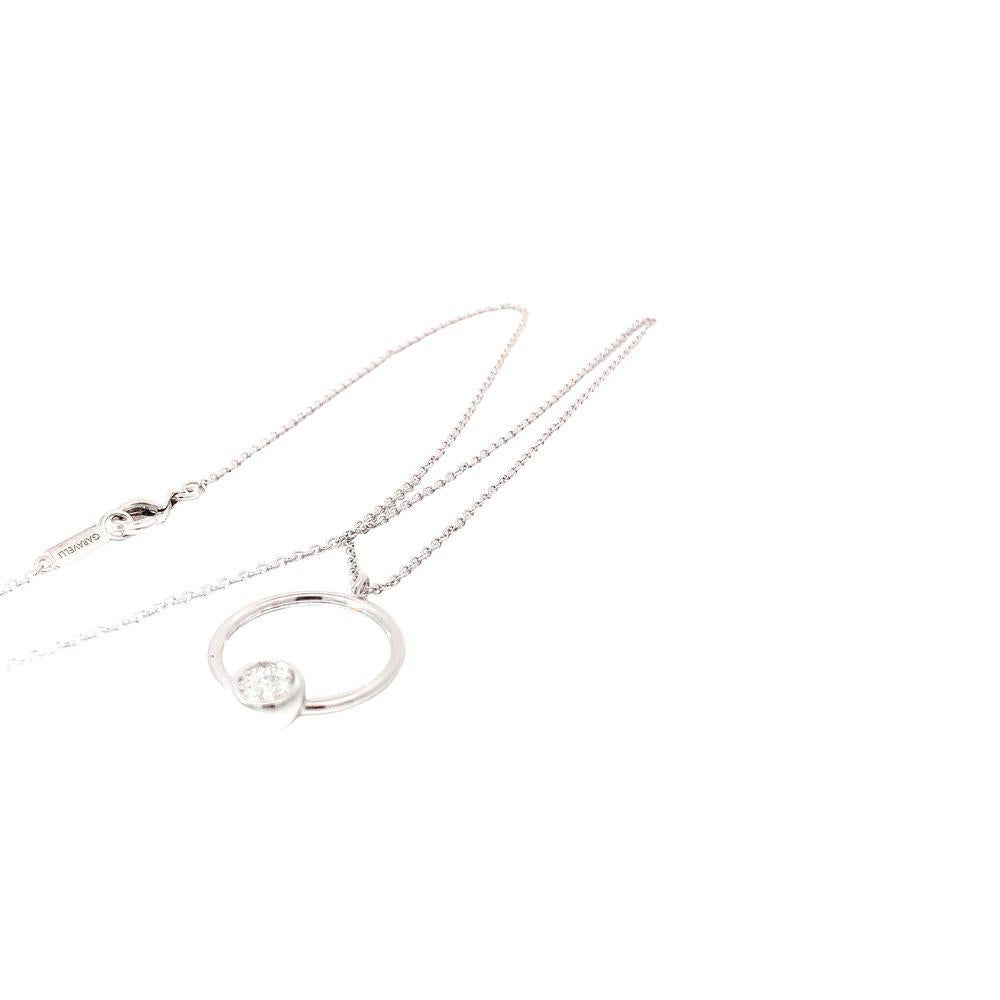 Ciondolo a forma di cerchio con pavé di diamanti in oro bianco Garavelli con catena, Collection'S In condizioni Nuovo in vendita a Valenza, IT