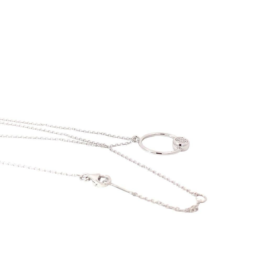 da uomo o donna Ciondolo a forma di cerchio con pavé di diamanti in oro bianco Garavelli con catena, Collection'S in vendita