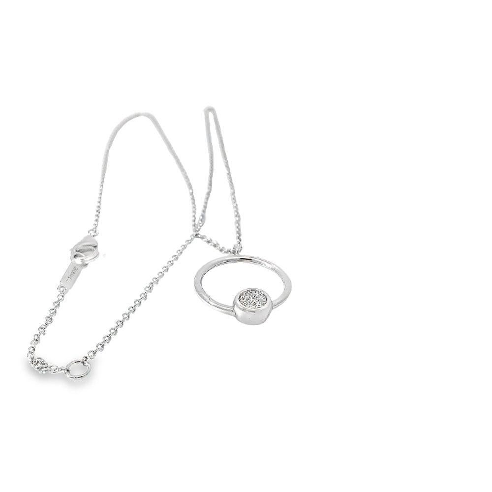 Ciondolo a forma di cerchio con pavé di diamanti in oro bianco Garavelli con catena, Collection'S in vendita 2